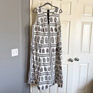 Anthropologie Sleeveless Black and White Floral Dress Size 24 (Plus Size)